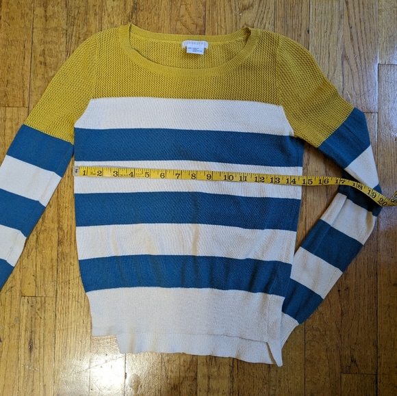 Fall style UO Cooperative Lightweight Sweater Yellow Blue White Striped EUC XS - Picture 5 of 5